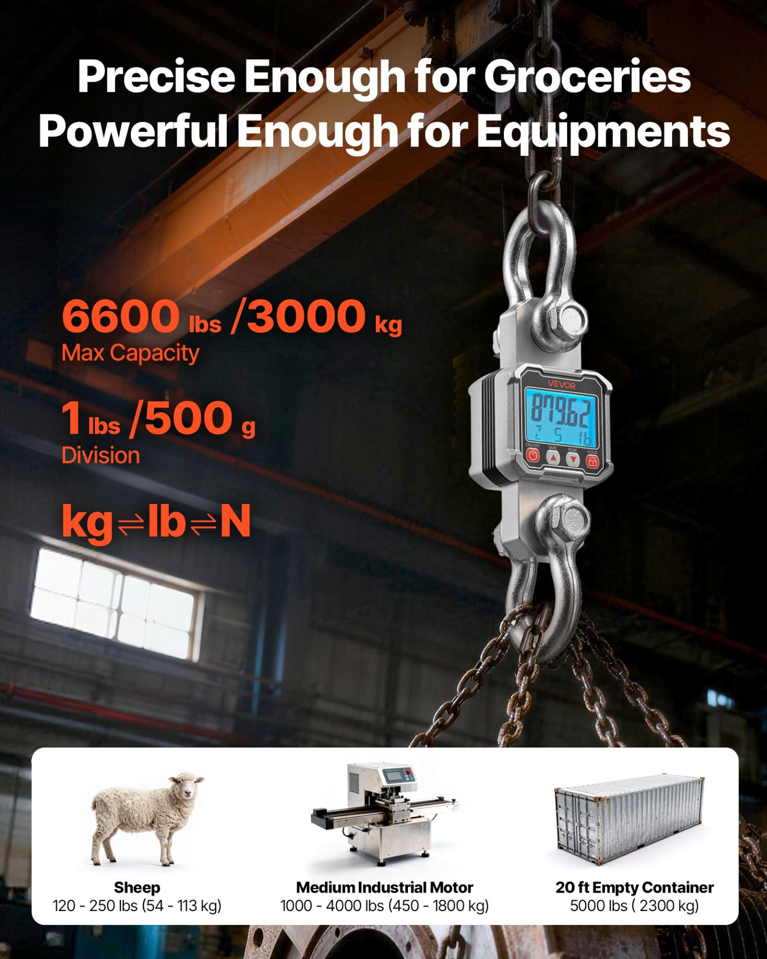 Balanza digital para grúa, 3000 kg | VEVOR