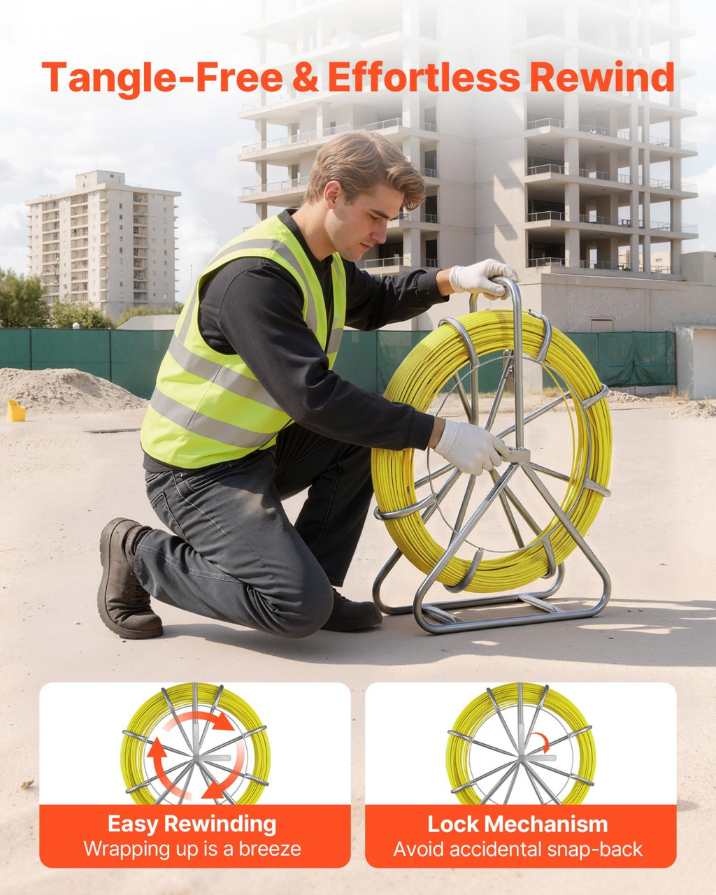 Cinta pasacables de fibra de vidrio, 152 m (500 pies) | VEVOR