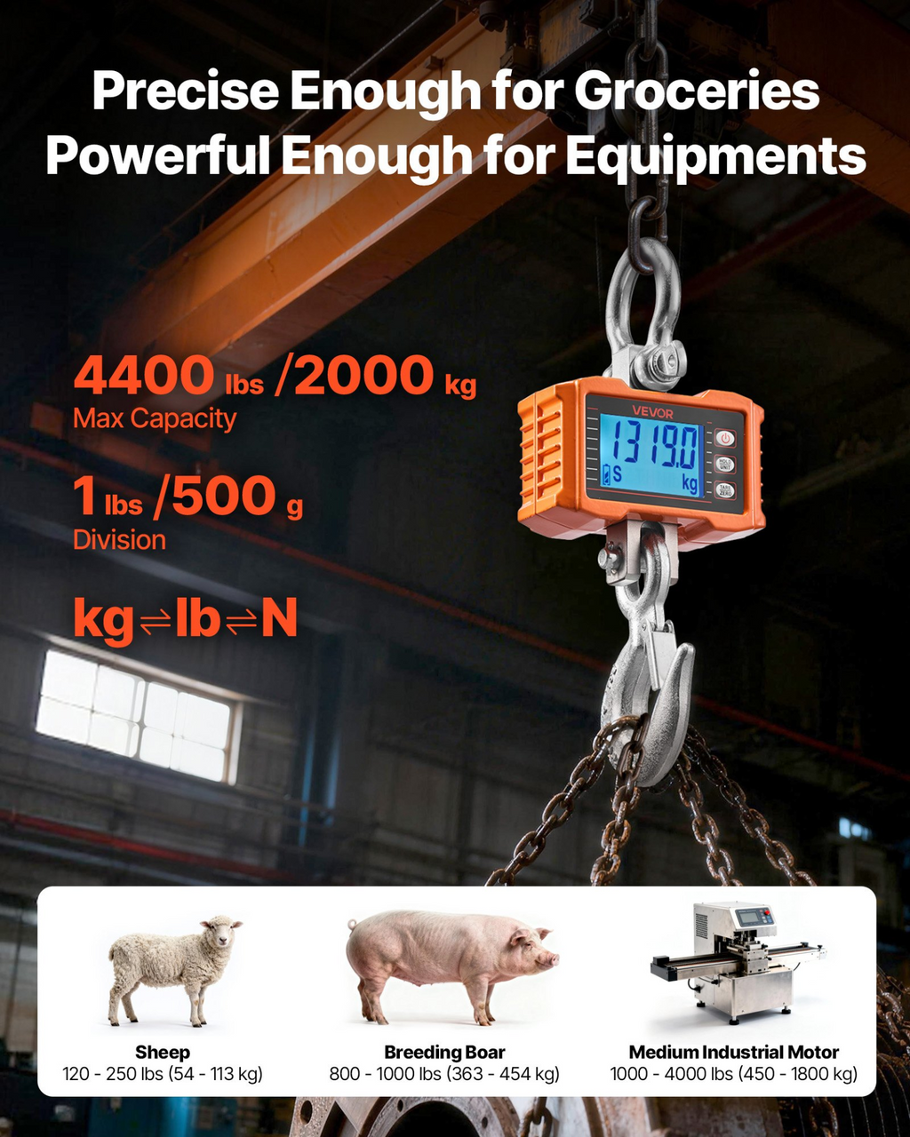 Balanza digital para grúa, 2000 kg | VEVOR