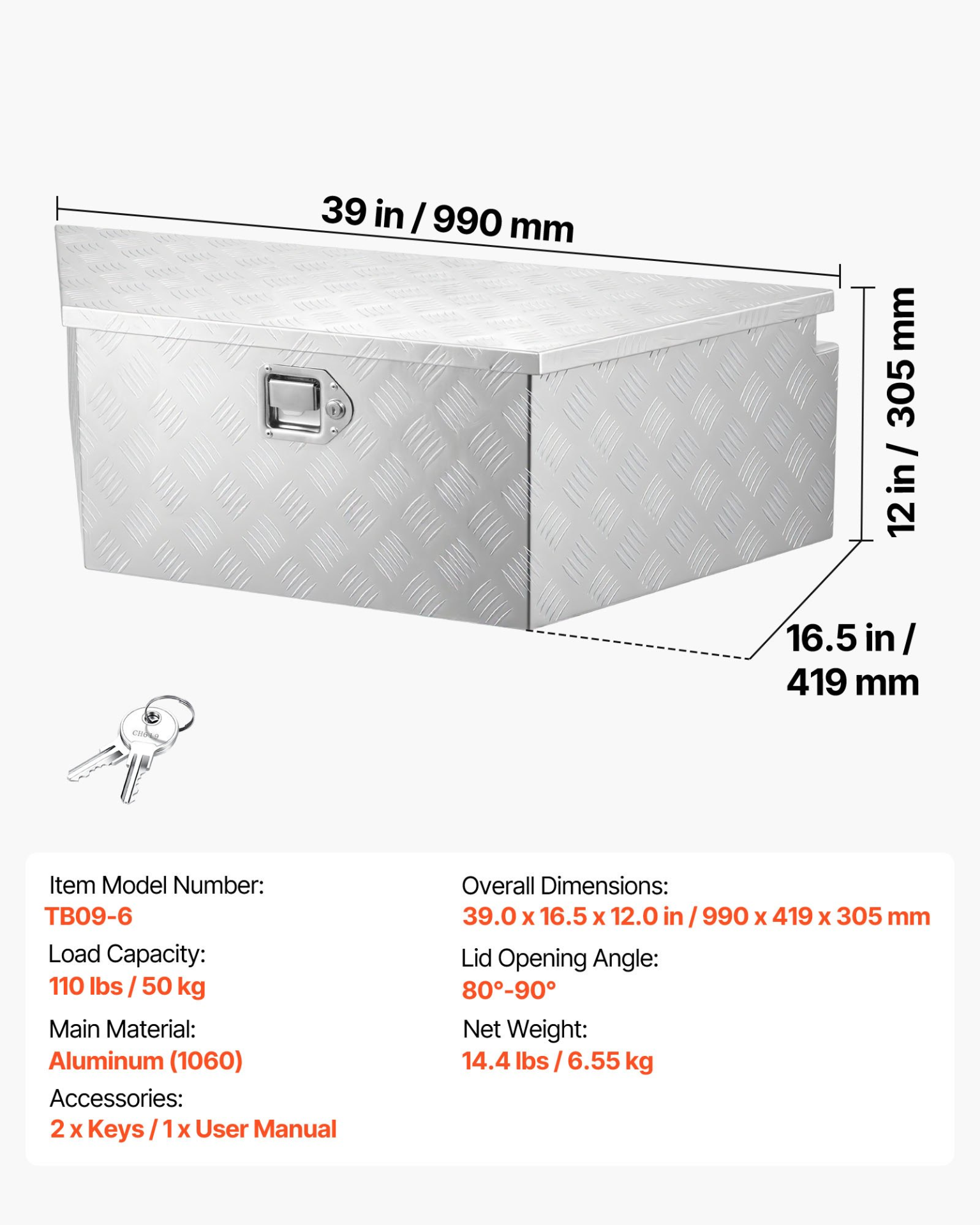 Caja de herramientas para enganche de remolque TCGJX39165 | VEVOR