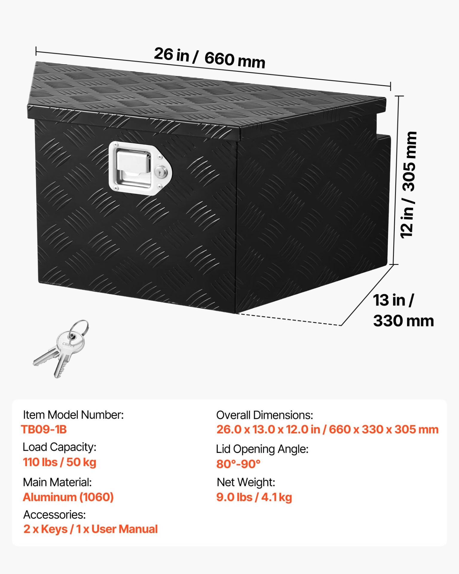 Caja de herramientas para enganche de remolque, 30 cm | VEVOR