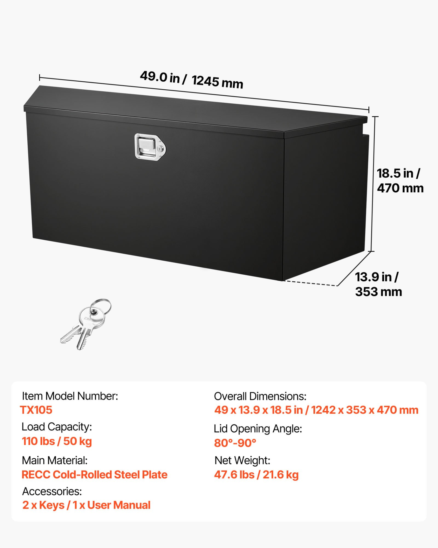 Caja de herramientas para enganche de remolque TCGJX49151 | VEVOR