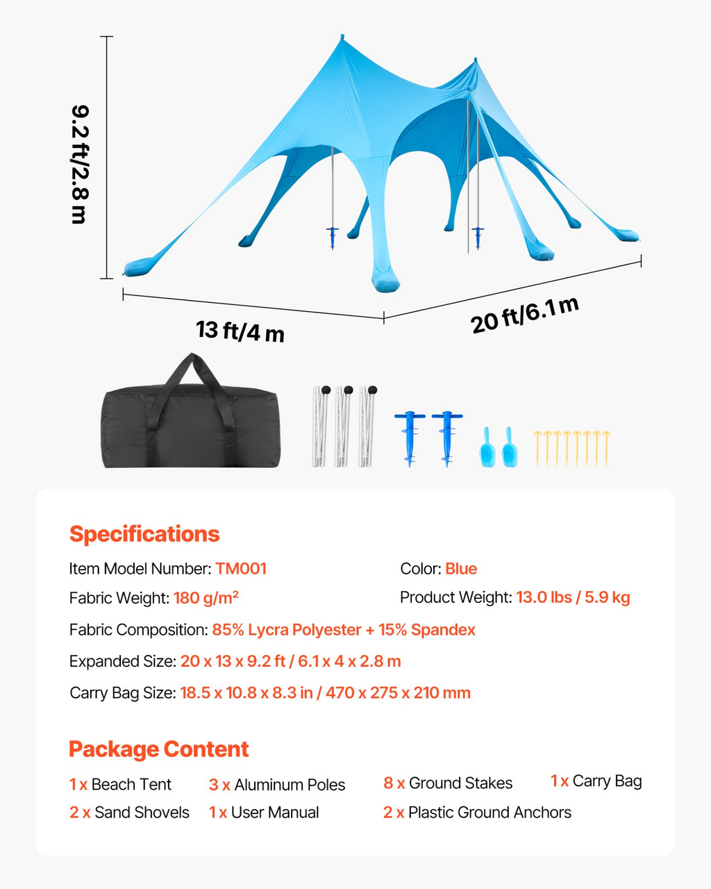 Miniatura del producto Tienda de playa con protección | VEVOR