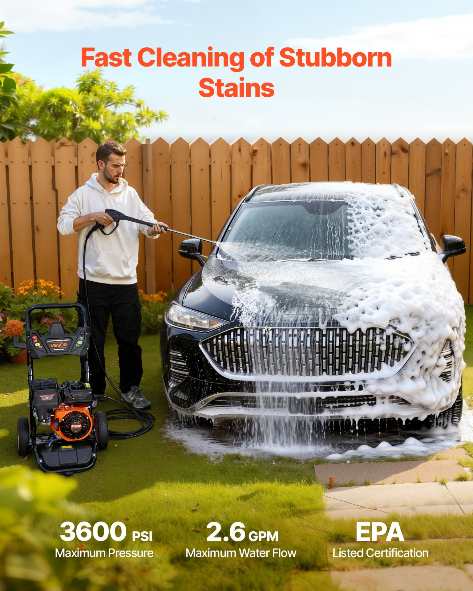 Hidrolavadora a gasolina de 3600 PSI y 2.6 GPM máximo | VEVOR