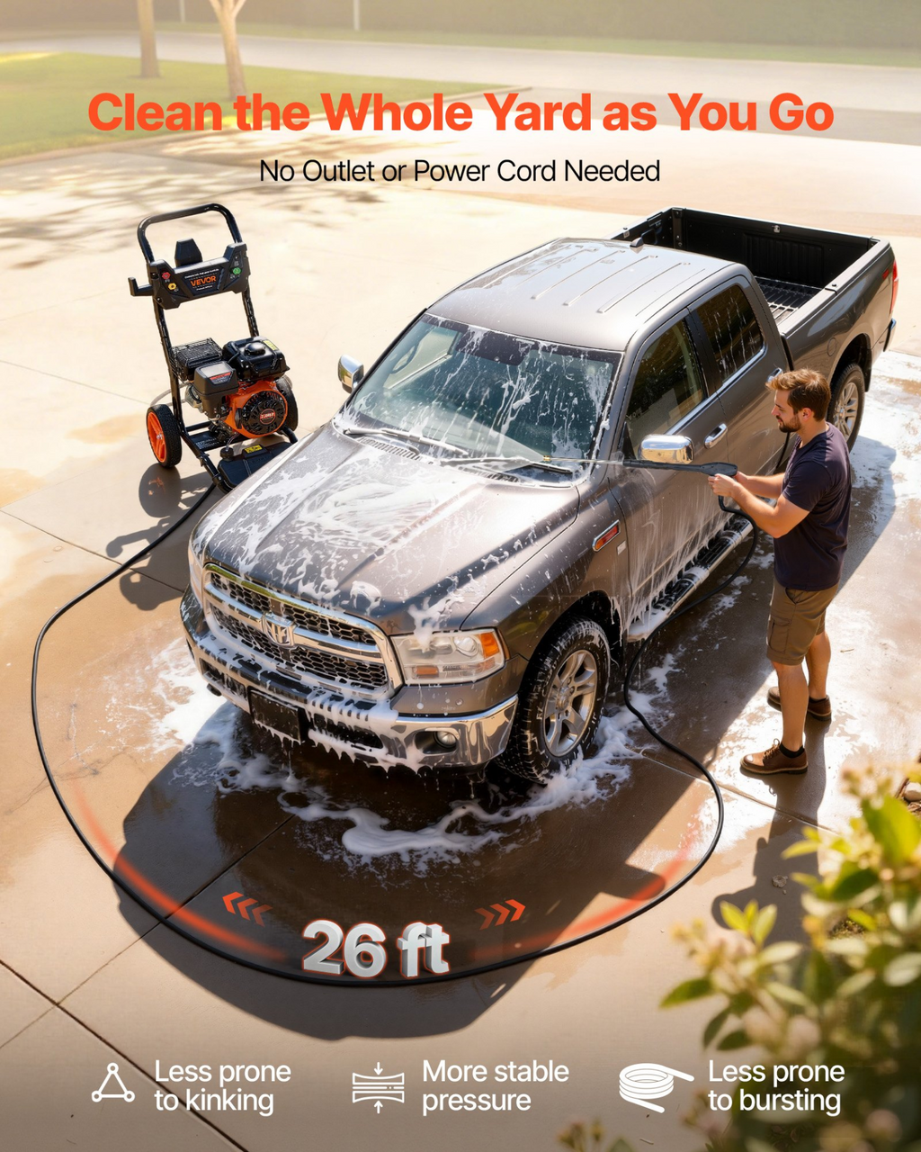 Hidrolavadora a gasolina de 3600 PSI y 2.6 GPM máximo | VEVOR
