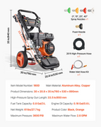 Hidrolavadora a gasolina de 3600 PSI y 2.6 GPM máximo | VEVOR