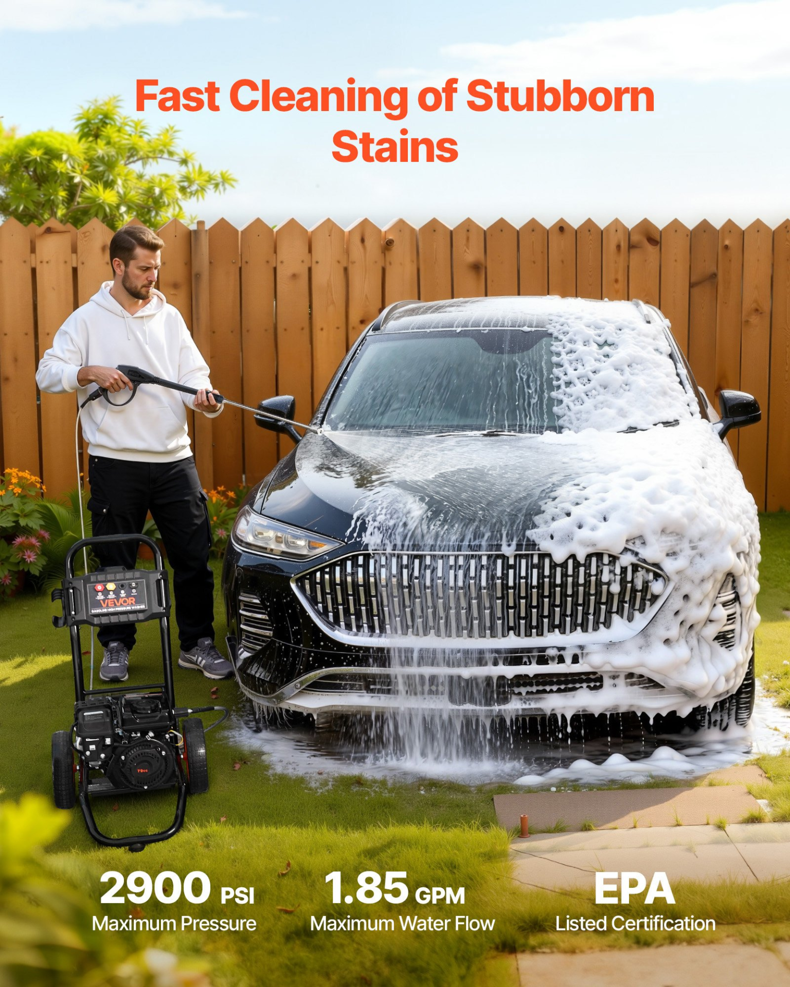 Hidrolavadora de 2900 PSI y 1.85 GPM máximo | VEVOR