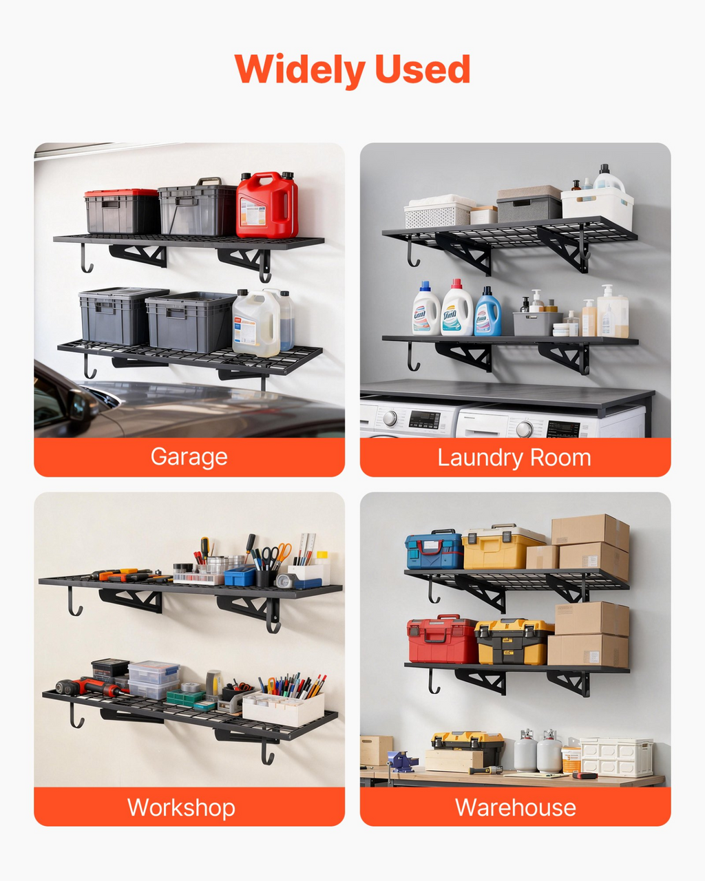 Estantería de pared para garaje de 2 niveles y alta | VEVOR