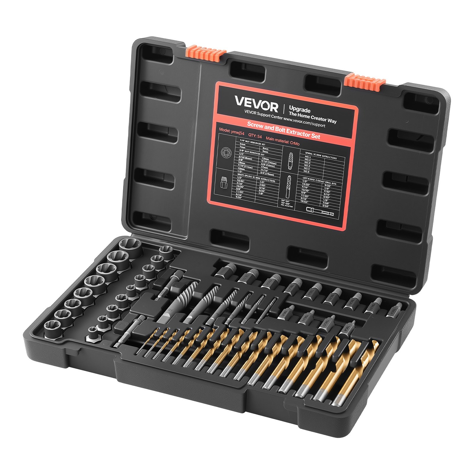Juego de extractores de tornillos con brocas (54 piezas) | VEVOR