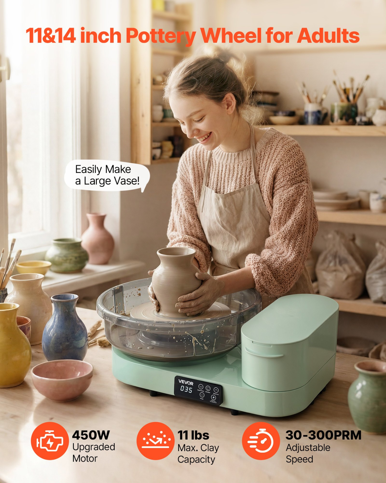 Torno de alfarería para adultos, 450 W | VEVOR