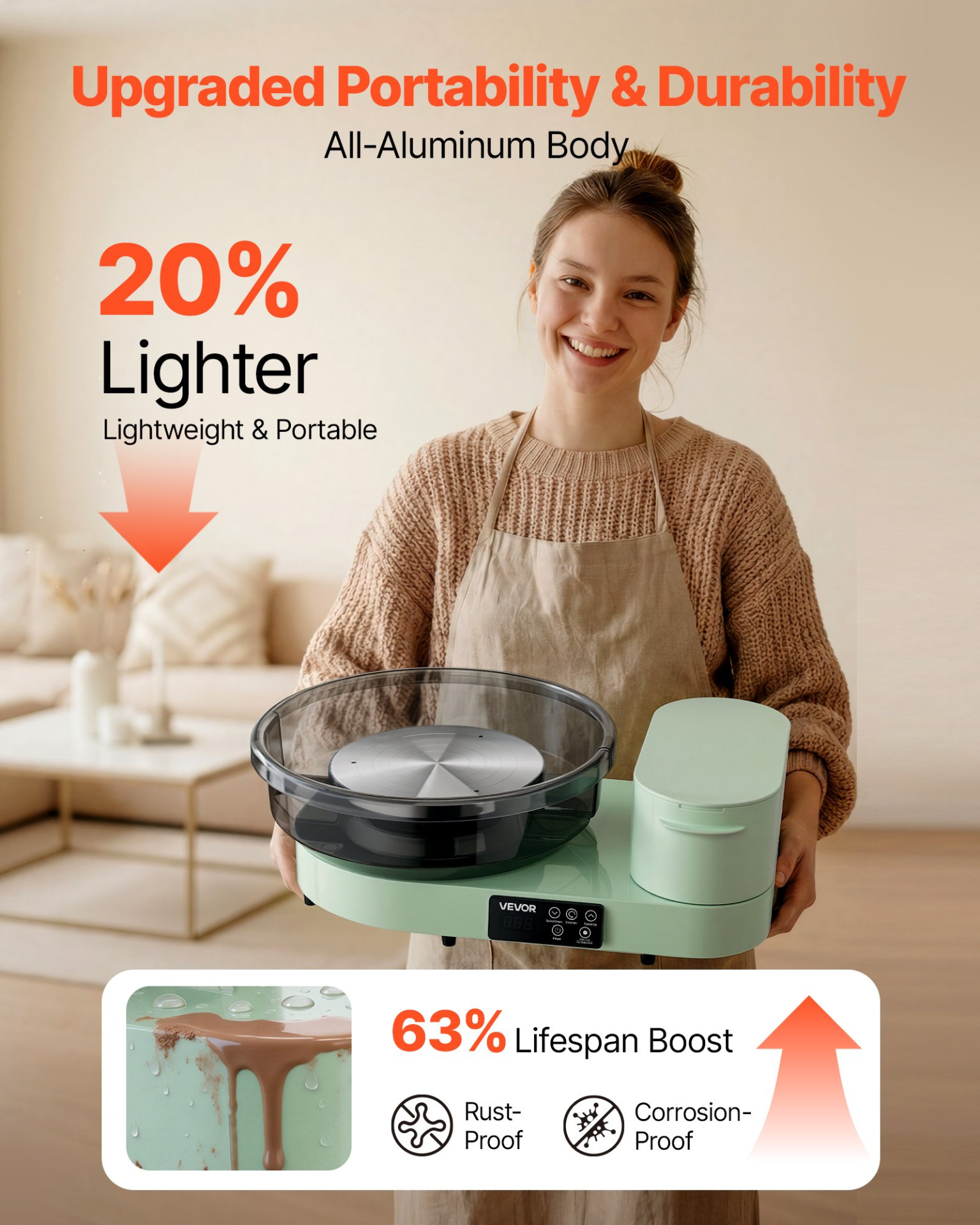 Torno de alfarería para adultos, 450 W | VEVOR
