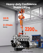 Polipasto eléctrico de cadena de 2200 lbs GDSDDHLHLJ | VEVOR