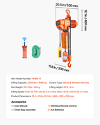 Polipasto eléctrico de cadena de 2200 lbs GDSDDHLHLJ | VEVOR