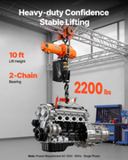 Polipasto eléctrico de cadena de 2200 lbs | VEVOR