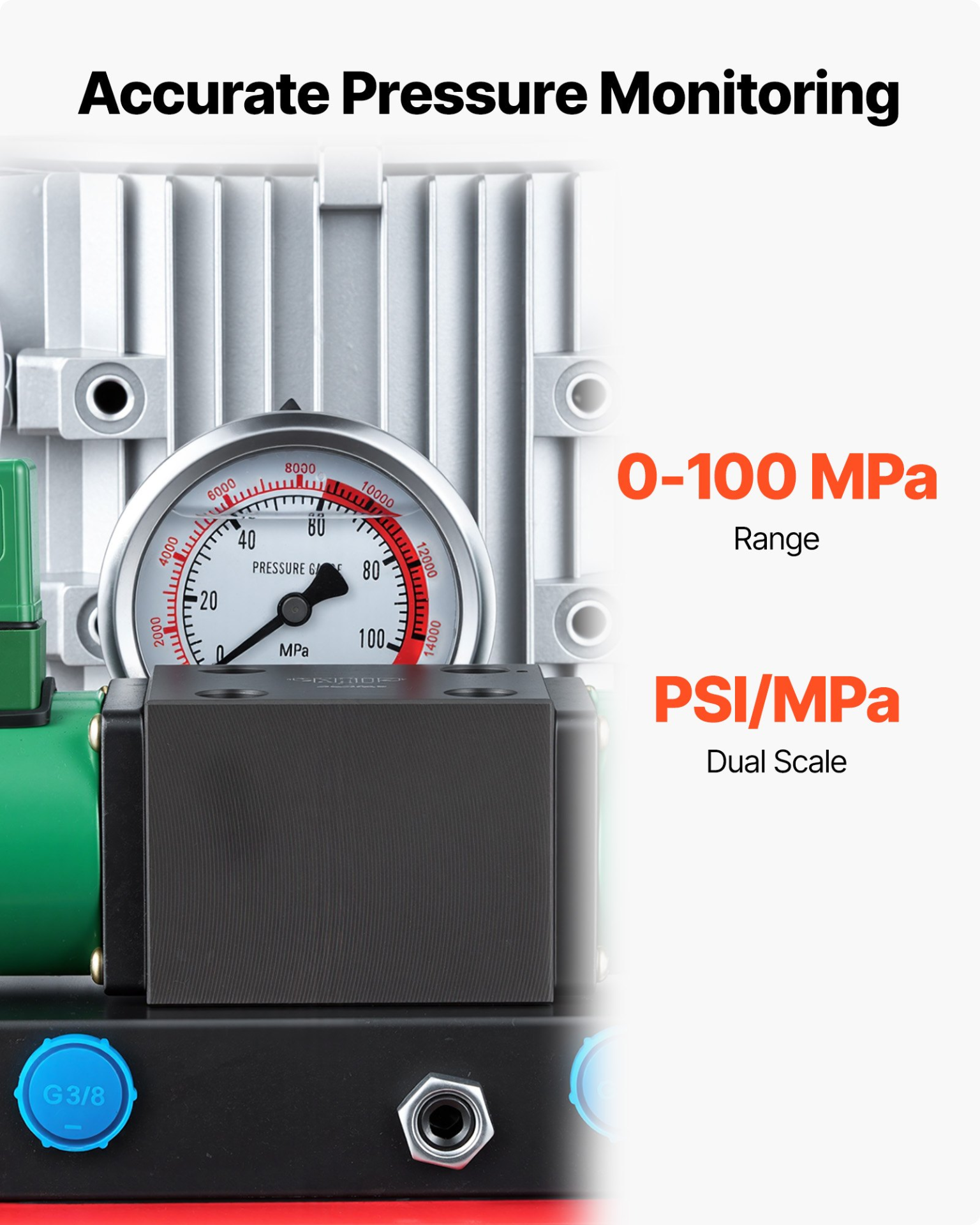 Bomba hidráulica eléctrica, 750 W, 10 000 PSI, 8 L | VEVOR