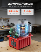 Bomba hidráulica eléctrica, 750 W, 10 000 PSI, 8 L | VEVOR