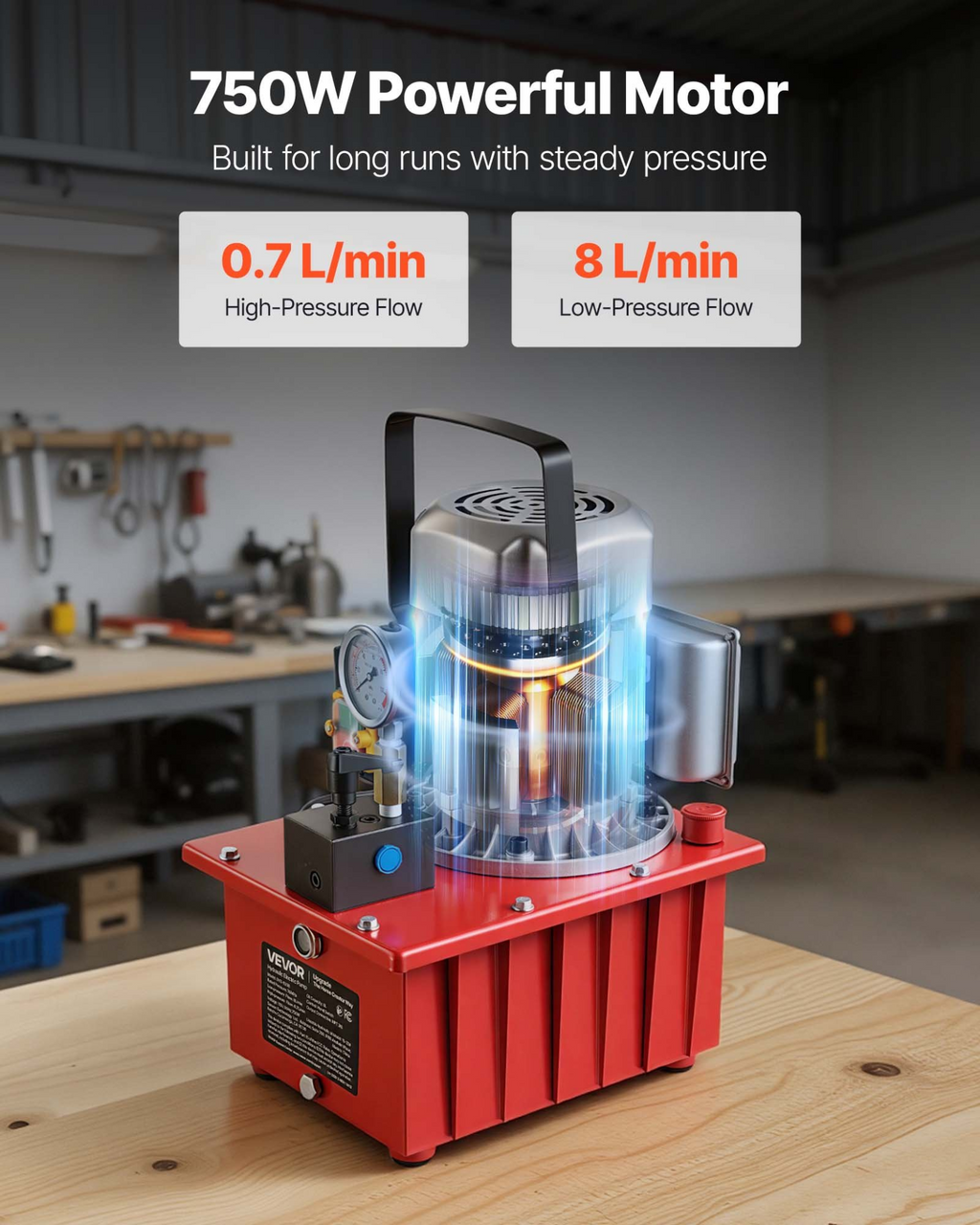 Bomba hidráulica eléctrica, 750 W, 10 000 PSI | VEVOR