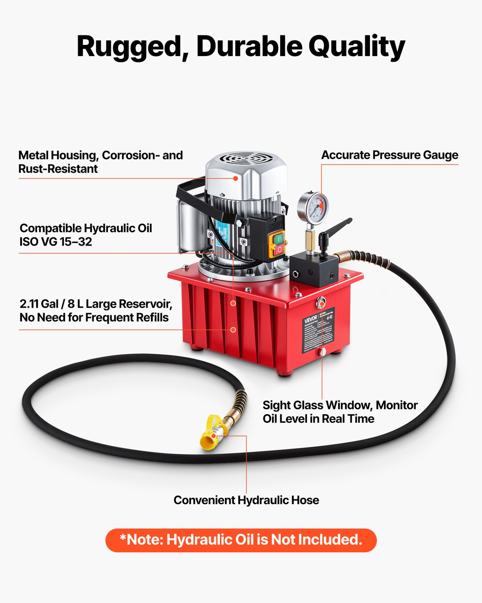 Bomba hidráulica eléctrica, 750 W, 10 000 PSI | VEVOR