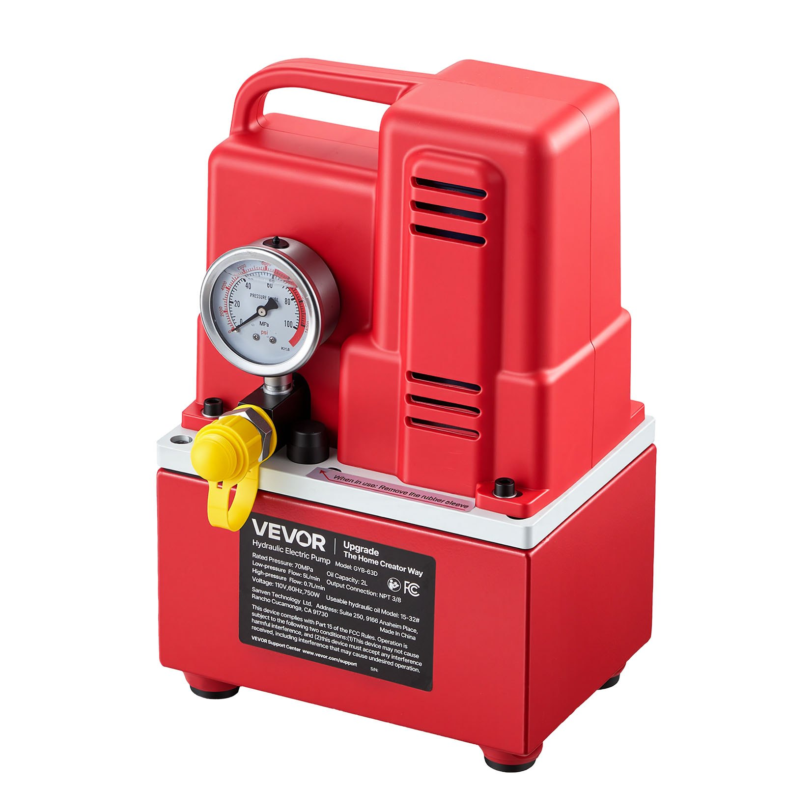 Bomba hidráulica eléctrica, 750 W, 10 000 PSI, 120 V | VEVOR