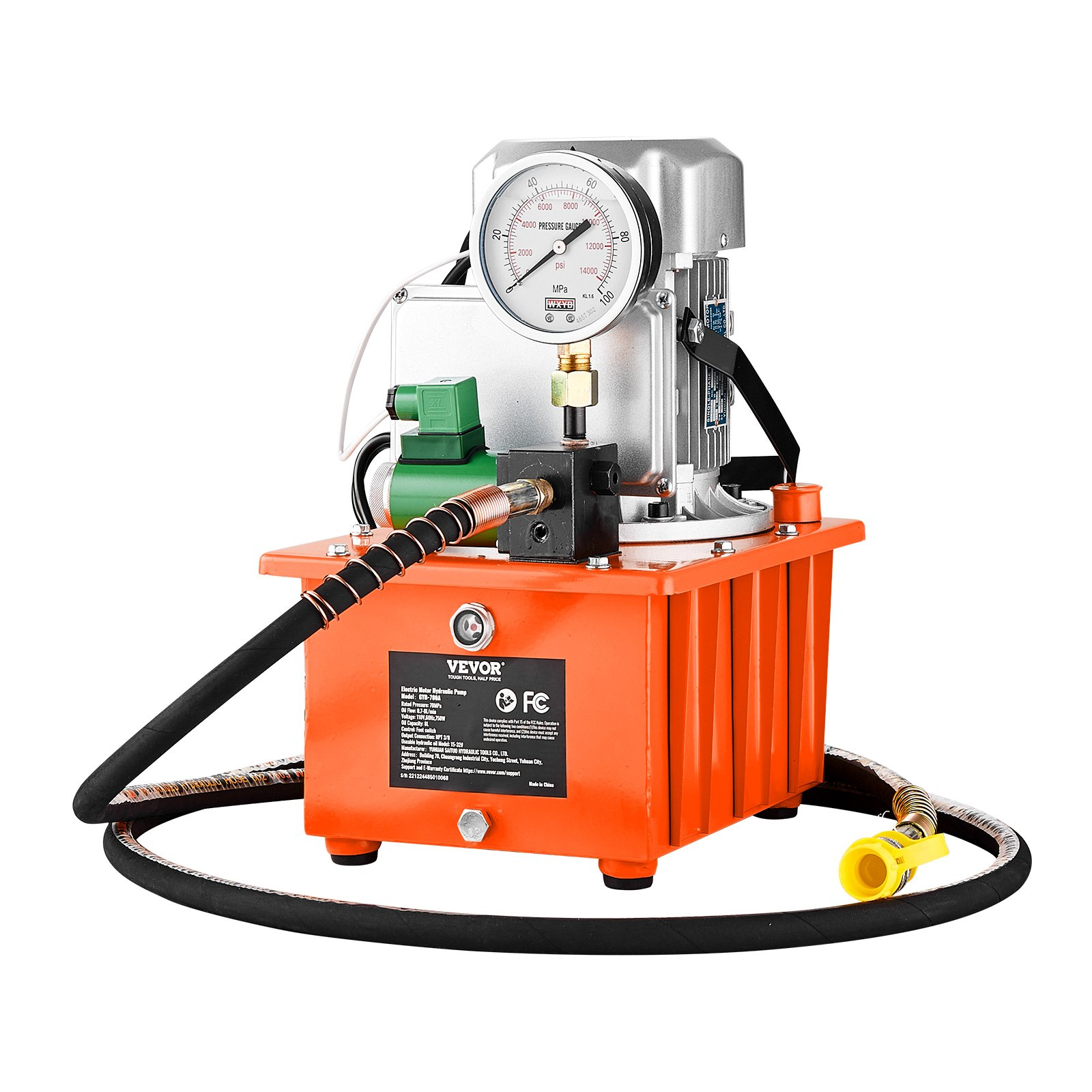 Bomba hidráulica eléctrica, 10 000 PSI, 750 W, 488 in | VEVOR