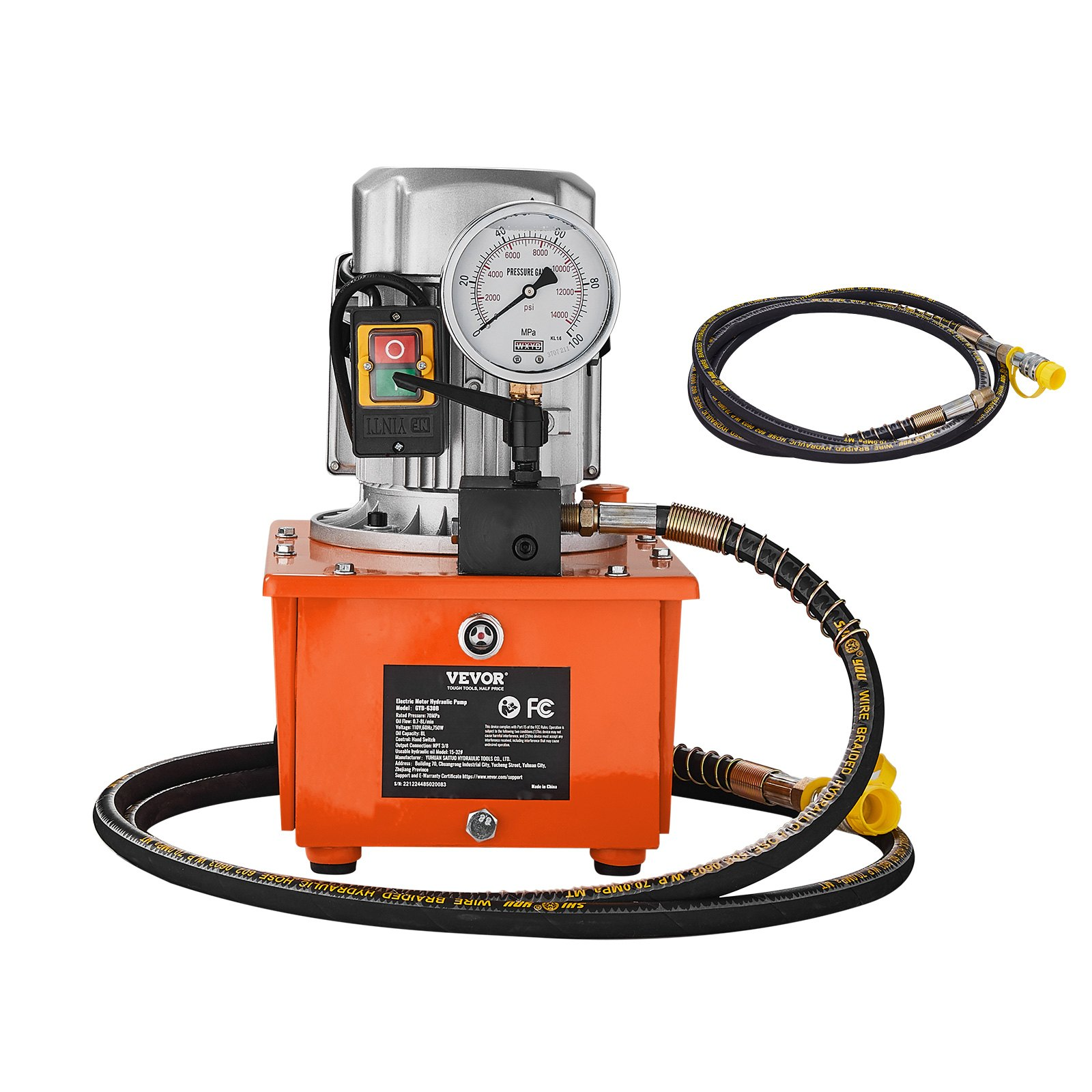 Bomba hidráulica eléctrica, 10 000 PSI, 750 W, 110 V | VEVOR