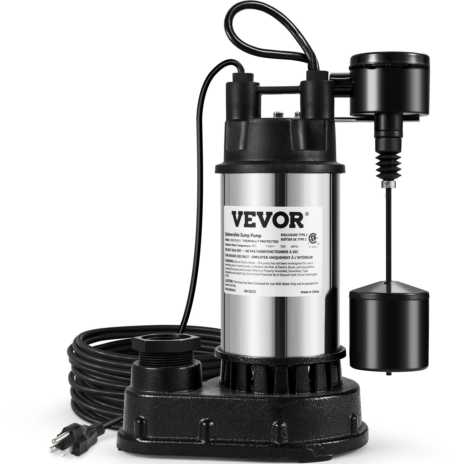 Bomba sumergible de 1, 5 HP | VEVOR