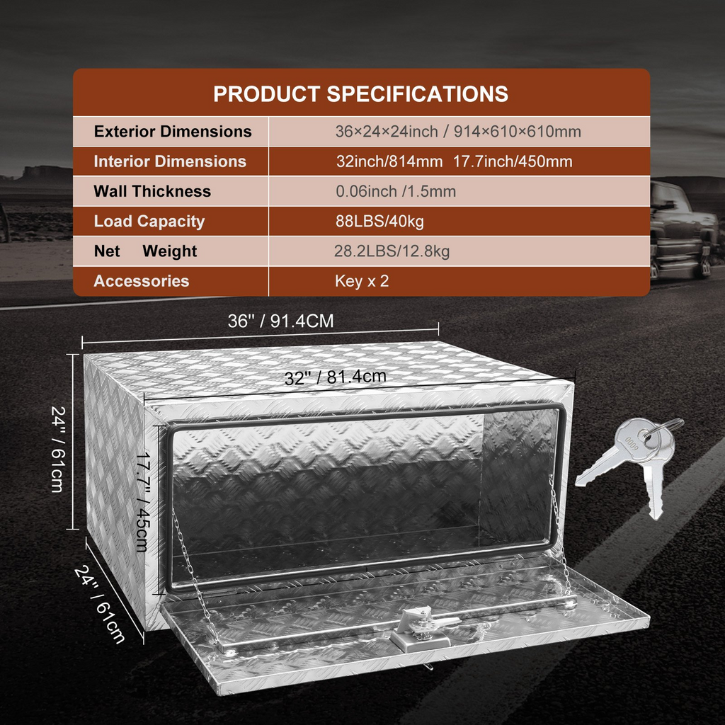 Caja de herramientas para debajo de la carrocería, 61 cm | VEVOR