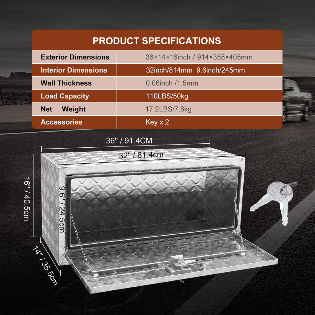 Caja de herramientas para debajo de la carrocería, 41 cm | VEVOR