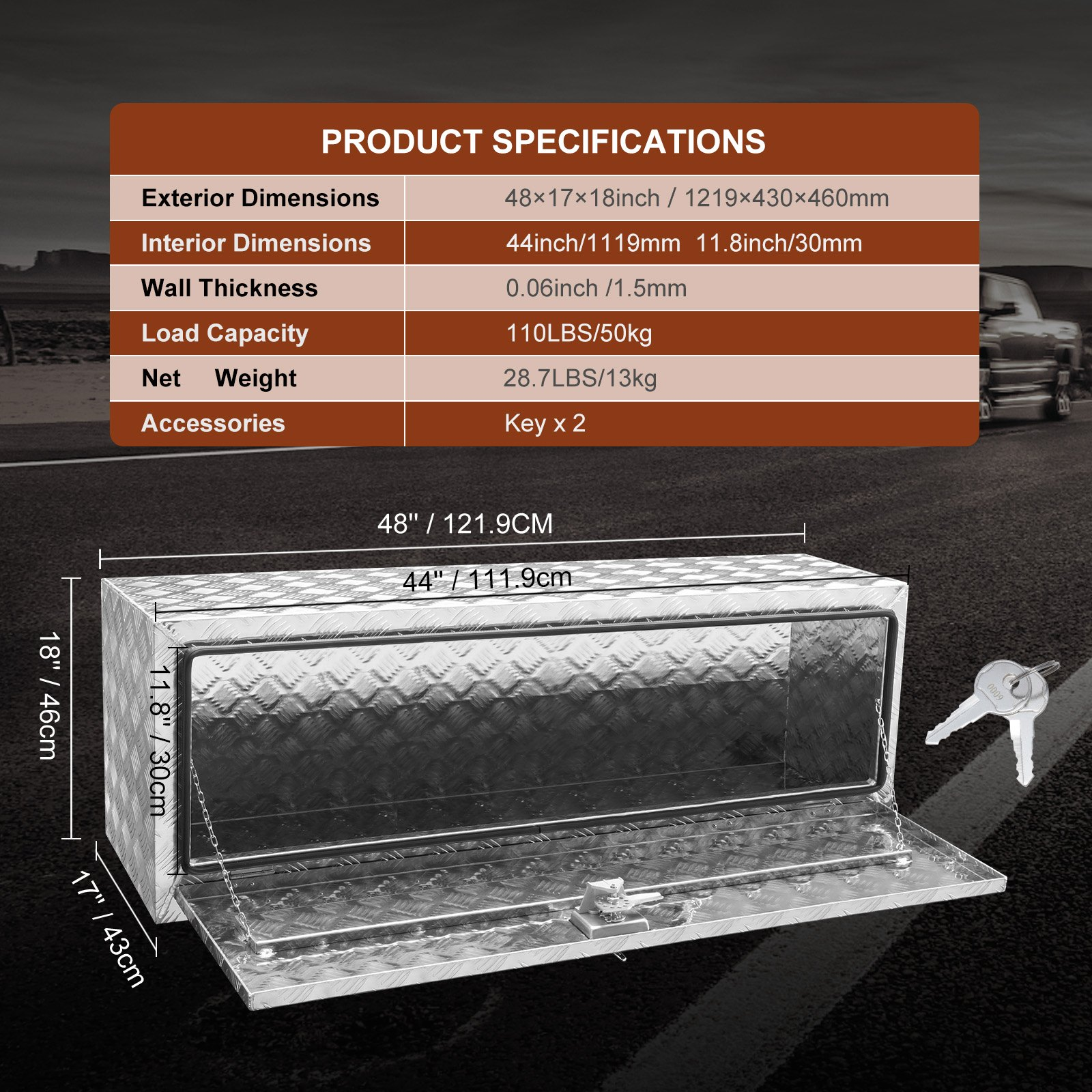 Caja de herramientas para debajo de la carrocería CDK481718I | VEVOR