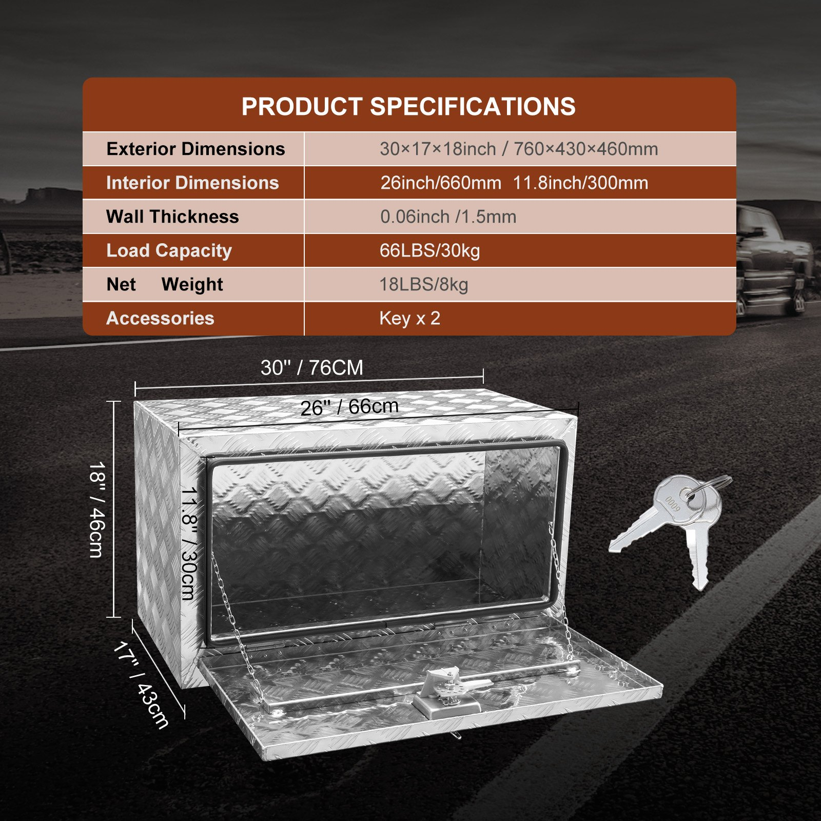Caja de herramientas para debajo de la carrocería CDK301718I | VEVOR