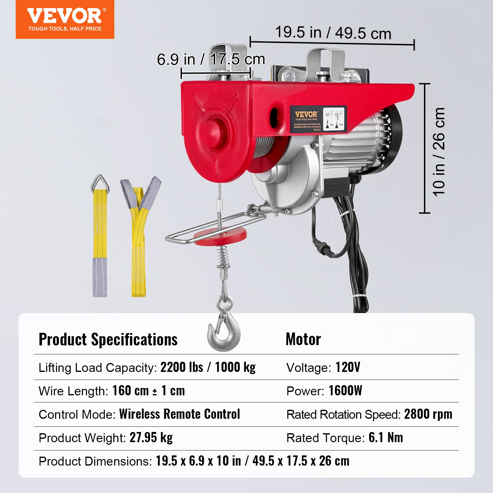 Elevador de ático inalámbrico de 2200 lbs | VEVOR