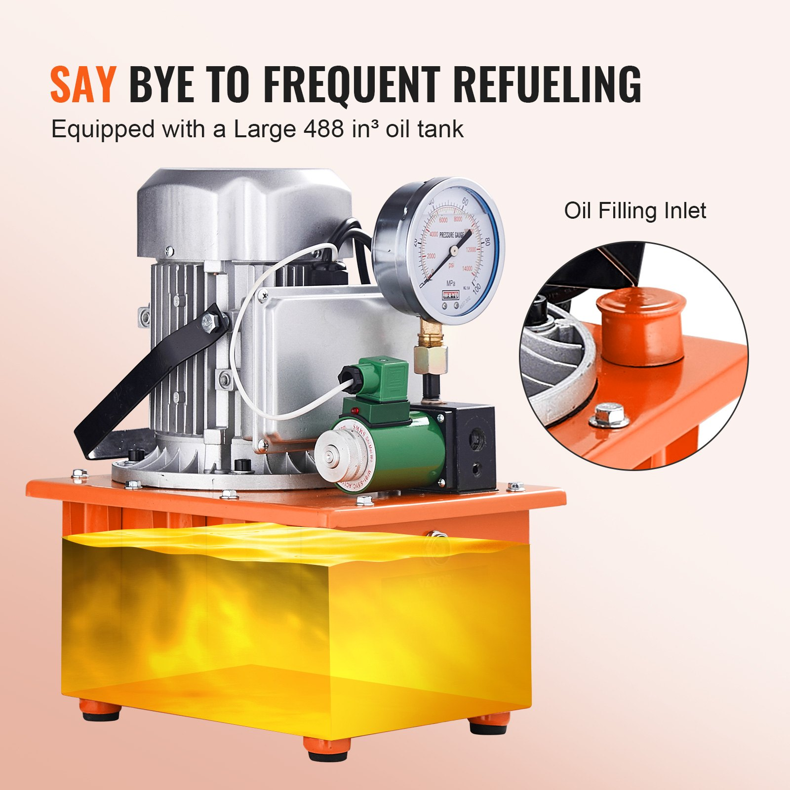 Bomba hidráulica eléctrica, 10 000 PSI, 750 W, 488 in | VEVOR