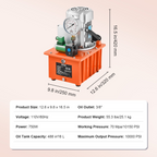 Bomba hidráulica eléctrica, 10 000 PSI, 750 W, 488 in | VEVOR