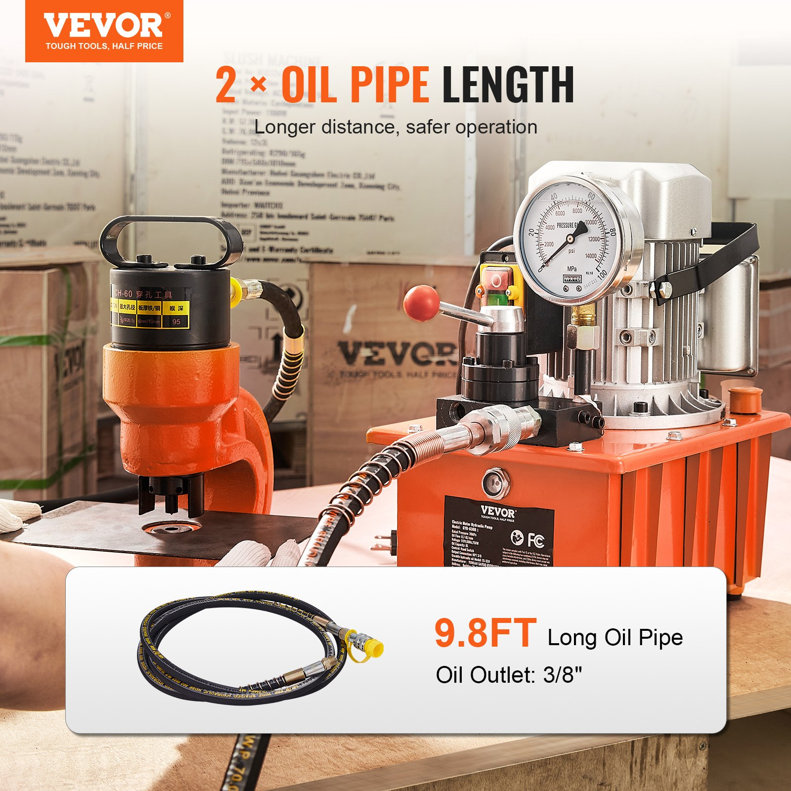 Bomba hidráulica eléctrica, 10 000 PSI, 750 W | VEVOR