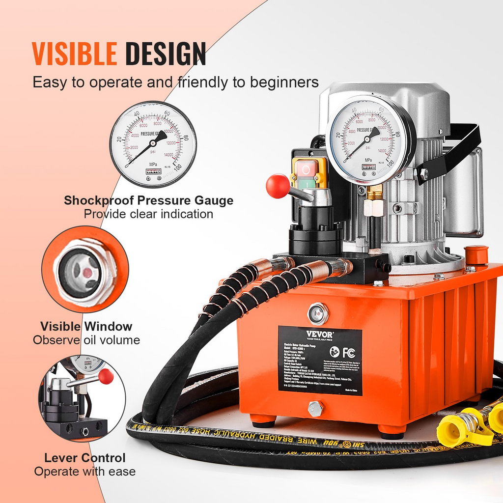 Bomba hidráulica eléctrica, 10 000 PSI, 750 W | VEVOR