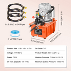 Bomba hidráulica eléctrica, 10 000 PSI, 750 W | VEVOR