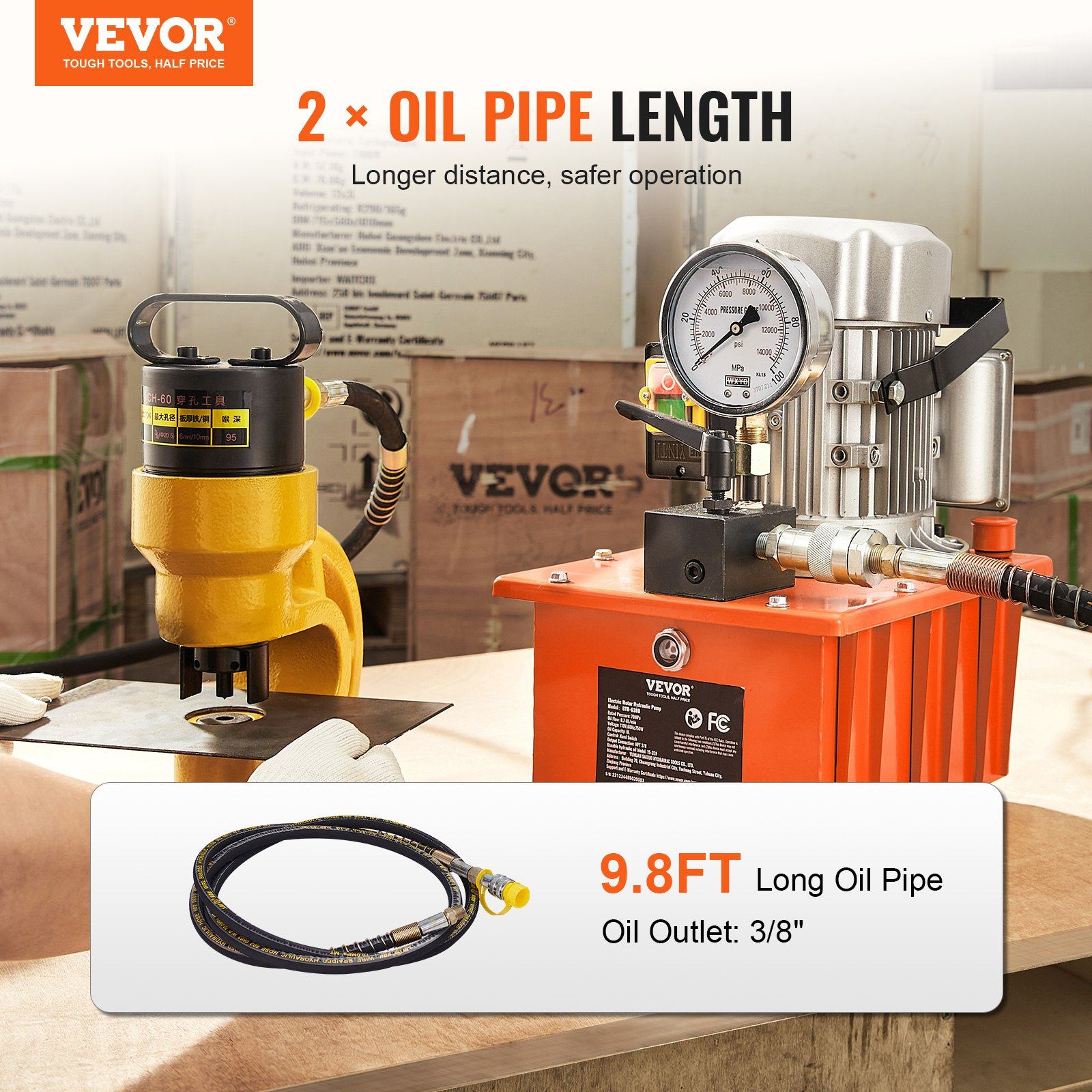 Bomba hidráulica eléctrica, 10 000 PSI, 750 W, 110 V | VEVOR