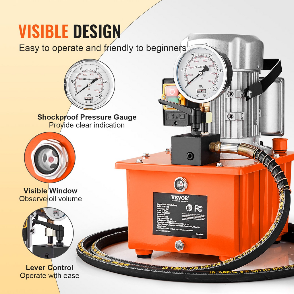 Bomba hidráulica eléctrica, 10 000 PSI, 750 W, 110 V | VEVOR