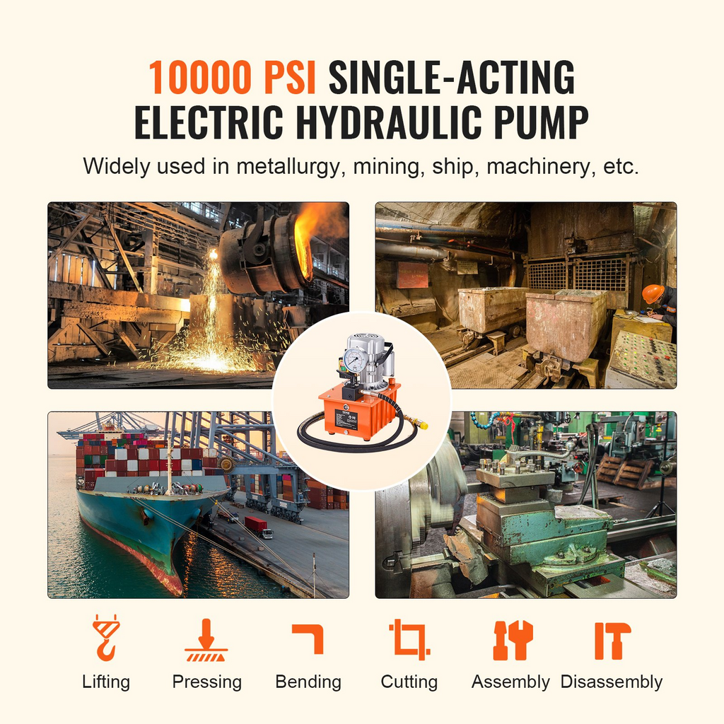 Bomba hidráulica eléctrica, 10 000 PSI, 750 W, 110 V | VEVOR