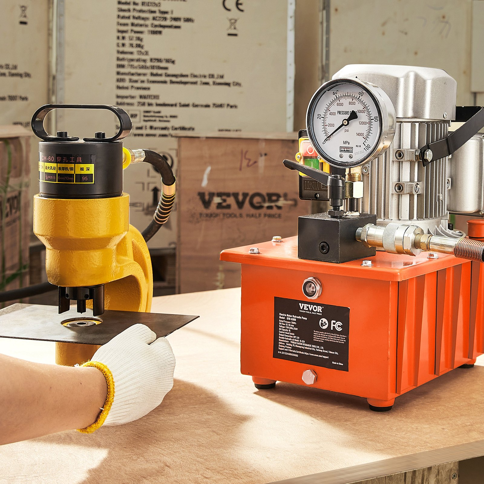 Bomba hidráulica eléctrica, 10 000 PSI, 750 W, 110 V | VEVOR