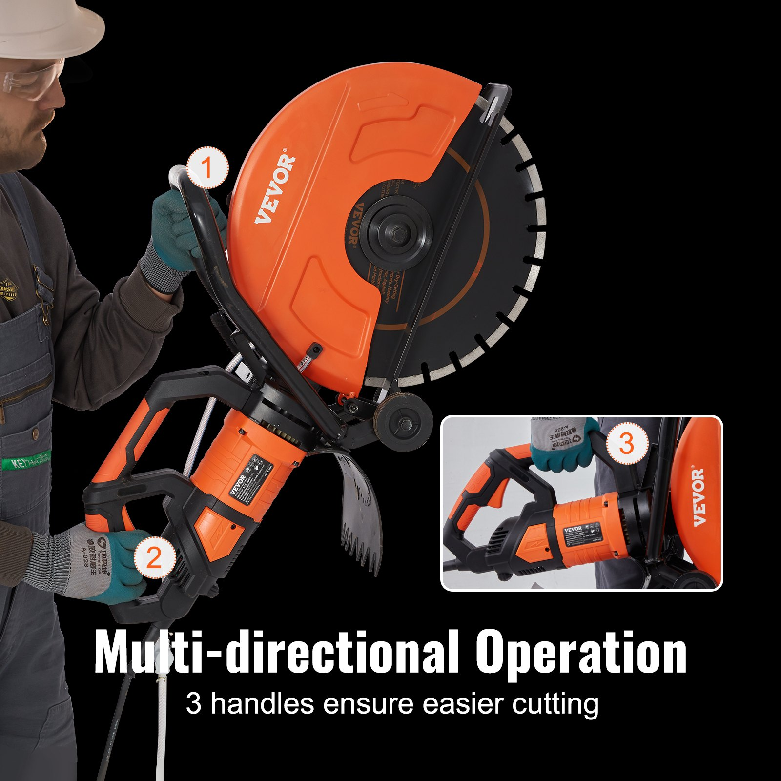 Sierra circular eléctrica para hormigón de 40 cm (16") | VEVOR