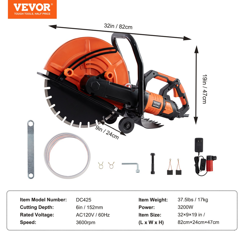 Sierra circular eléctrica para hormigón de 40 cm (16") | VEVOR