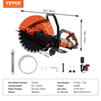 Sierra circular eléctrica para hormigón de 40 cm (16") | VEVOR