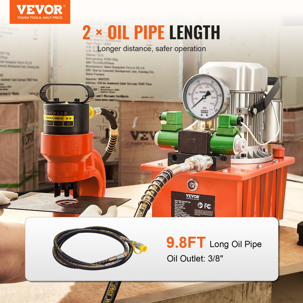 Bomba hidráulica eléctrica, 10 000 PSI, 750 W, 8 L | VEVOR