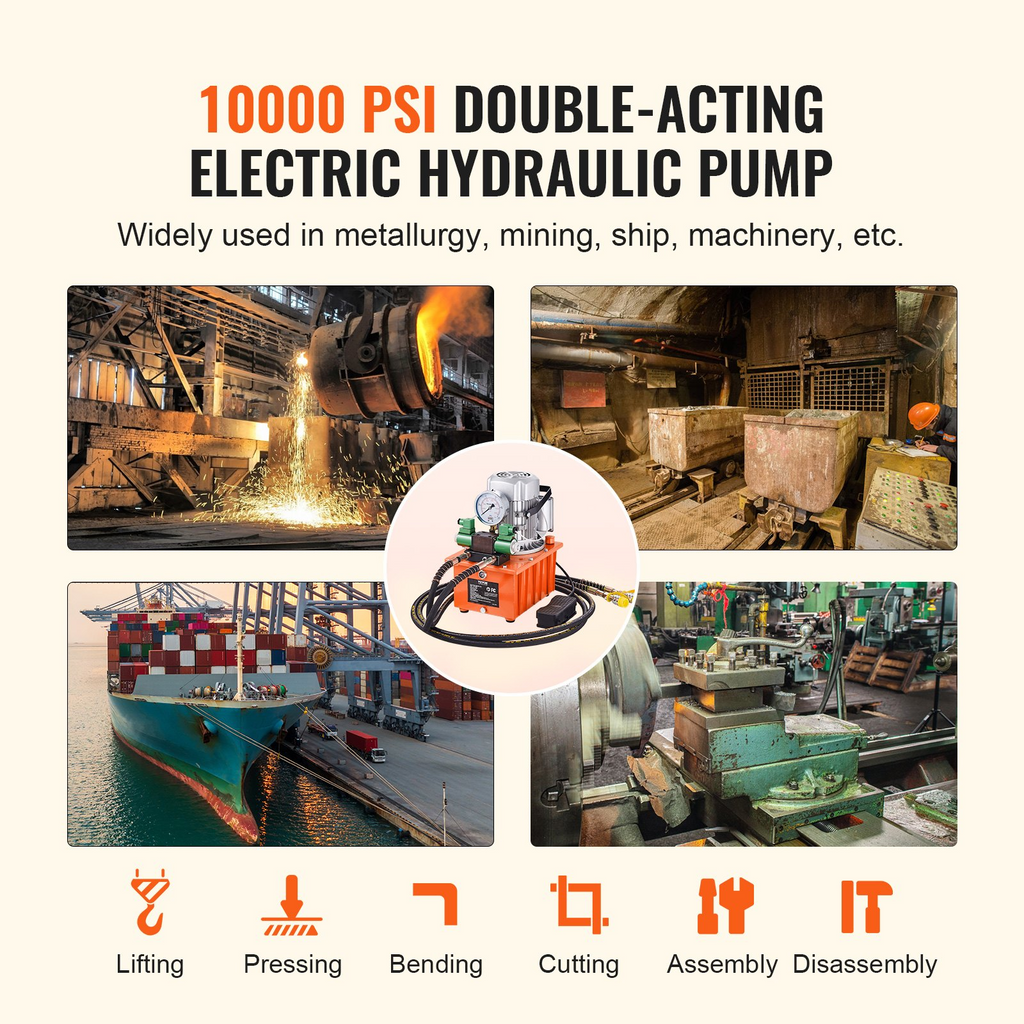 Bomba hidráulica eléctrica, 10 000 PSI, 750 W, 8 L | VEVOR