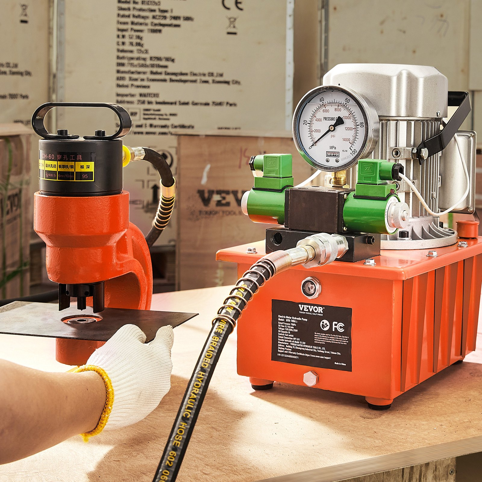 Bomba hidráulica eléctrica, 10 000 PSI, 750 W, 8 L | VEVOR