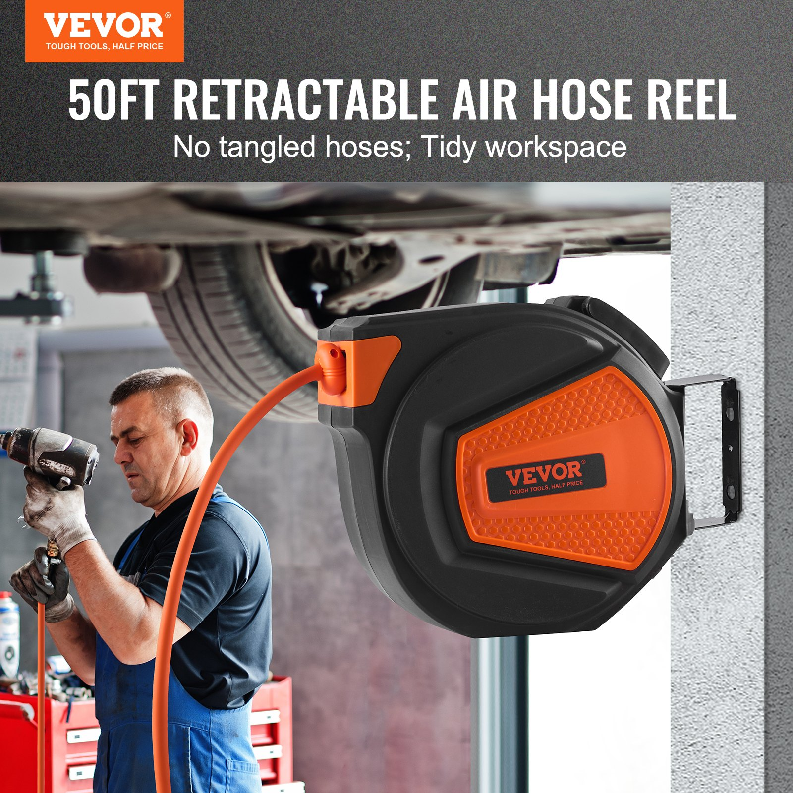 Carrete de manguera de aire retráctil FBSKQRGJP5 | VEVOR