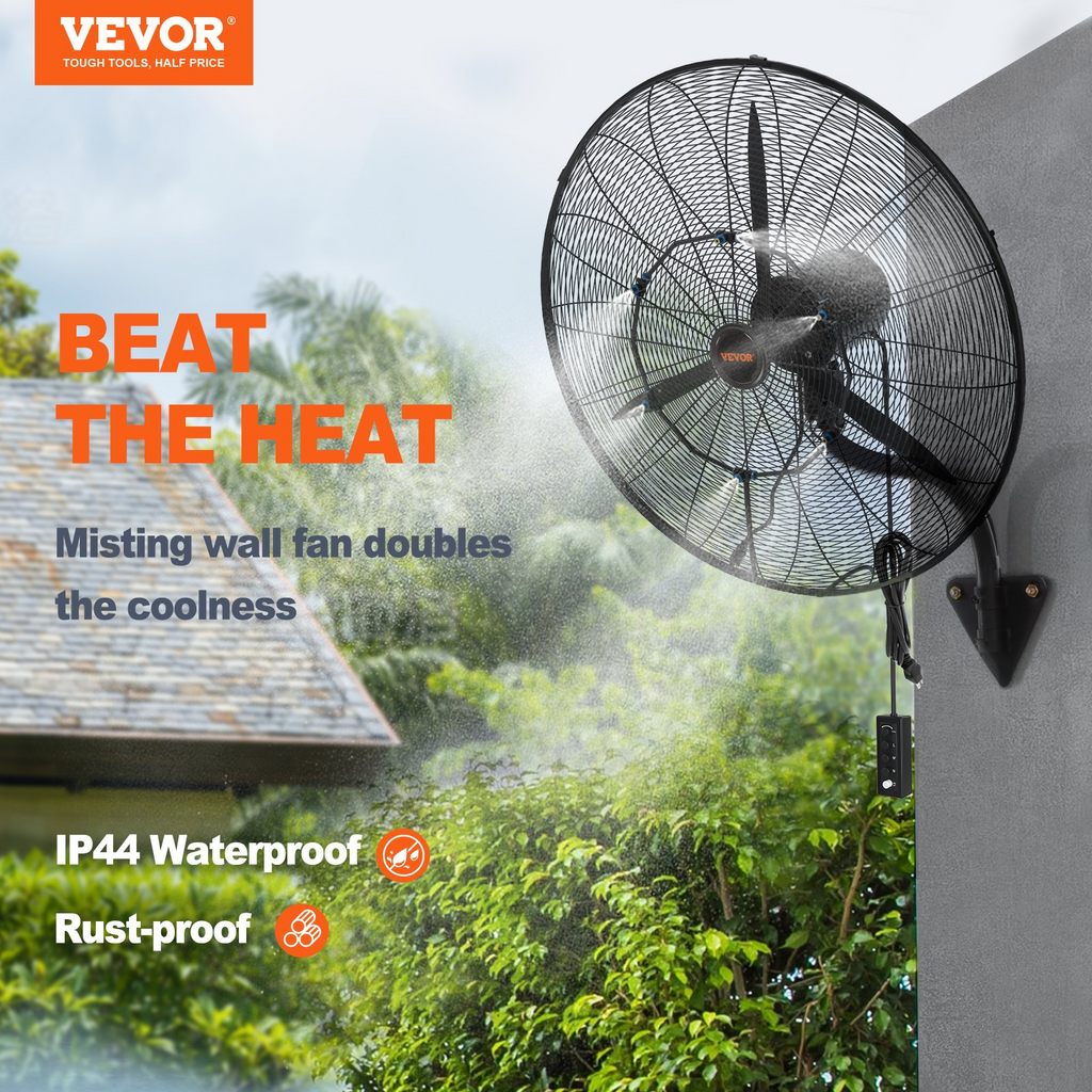 Ventilador de pared con nebulizador, 76 cm (30 pulgadas) | VEVOR