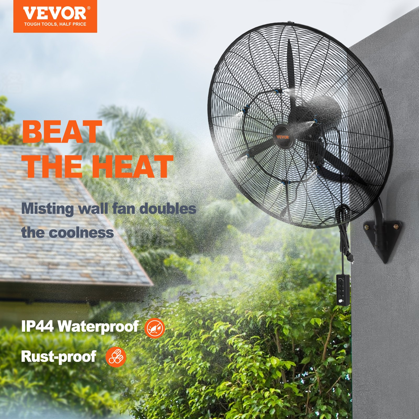 Ventilador de pared con nebulizador, 76 cm (30 pulgadas) | VEVOR