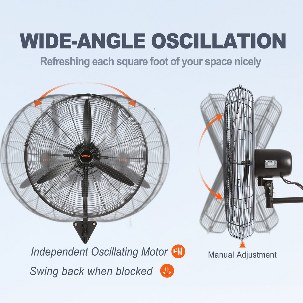 Ventilador de pared con nebulizador, 76 cm (30 pulgadas) | VEVOR